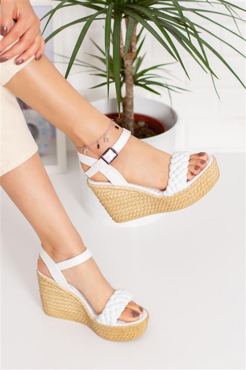 derithy Kadın Beyaz Fiona Dolgu Topuklu Ayakkabı