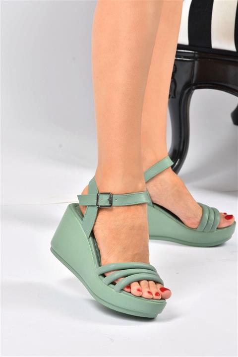 Fox Shoes Yeşil Dolgu Topuklu Kadın Ayakkabı K996511109