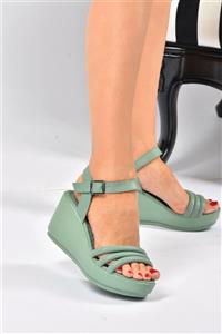 Fox Shoes Yeşil Dolgu Topuklu Kadın Ayakkabı K996511109