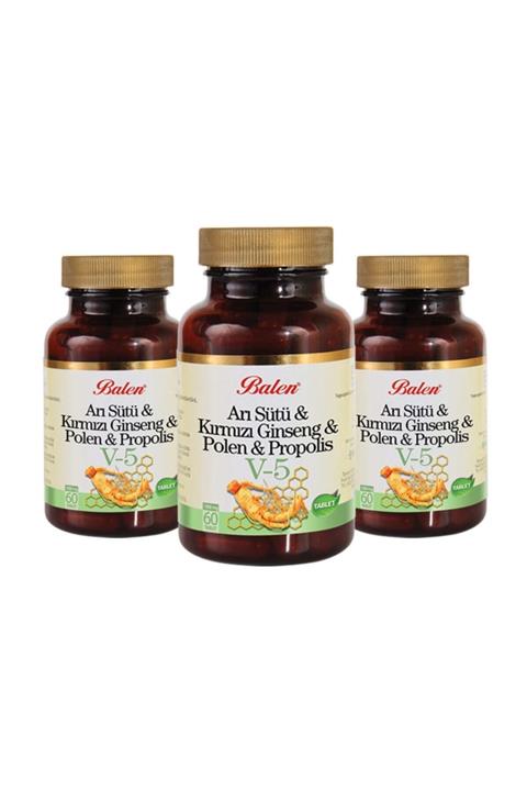 Balen Kırmızı Ginseng, Arı Sütü,polen Kapsül V5 - 80 Kapsül X 3 Adet
