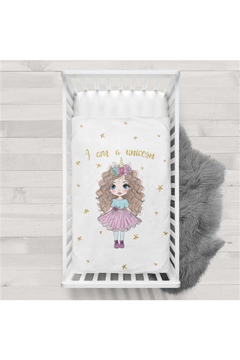 decoars Unıcorn Kız Figürlü Yatak Örtüsü