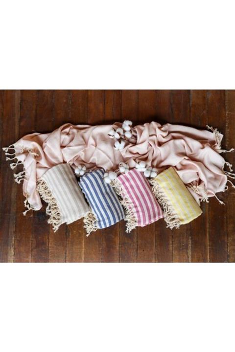 Miel Textile Göcek Pudra Pembe Arpacık Desen Peştamal