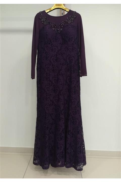 Adira Mor Dantel Balık Model Tesettür Abiye