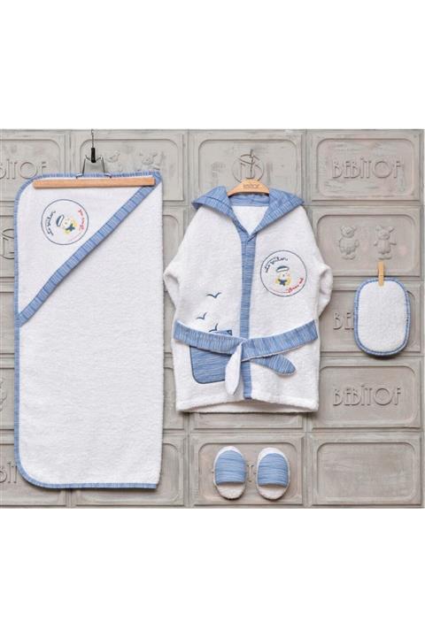 Bebitof Denizci Desen Bebek Bornoz Seti