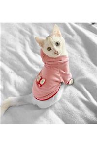 Kemique Pink Butterfly Kapsonlu Sweatshirt Kedi Süeteri Kedi Kıyafeti