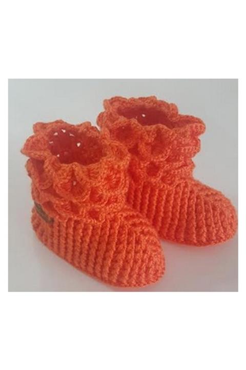 bymimi El Örgüsü Turuncu Krokodil Bot Çocuk Patik