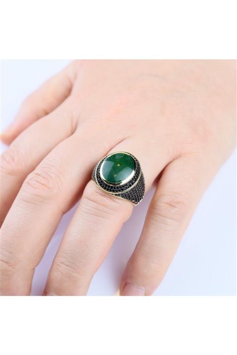 ATA MUCEVHERAT Yeşil Taşlı Erkek Yüzük