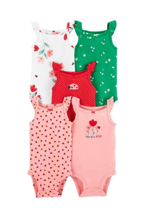 Carter's Kız Bebek Desenli 5'li Body Set