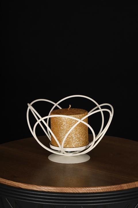 Begüsa Dekoratif Beyaz Metal Mumluk No:01