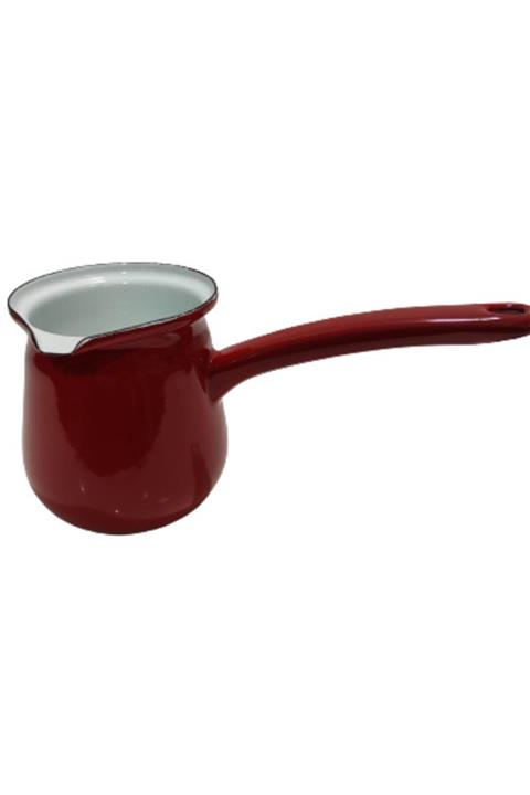 HibanaMorza Emaye Cezve Büyük Çap:9cm Yuk:10 Cm-kırmızı