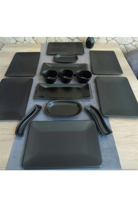 Bera Kahvaltı Takımı 6 Kişilik 15 Parça Mat Siyah Siera