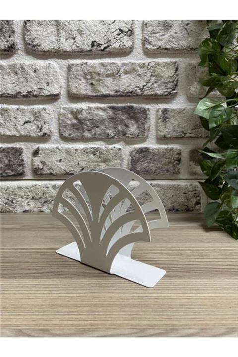 çilekev Metal Beyaz Inci Peçetelik 12x15 Cm