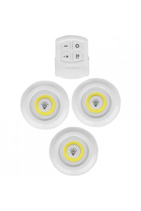 Trendyıldızı Uzaktan Kumandalı Yapışkanlı 3lü Led Spot Lamba