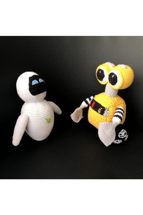 Kare Art Amigurumi Wall-e Ve Eva. Hediyelik Örgü Oyuncak . %100 El Üretimi . Yerli Üretim