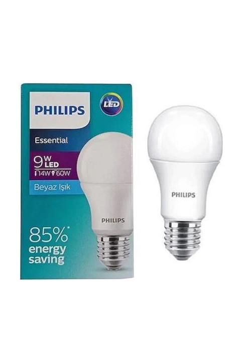 Philips 9w Essential Led Ampul E27 Duylu Beyaz Işık ( 12 Adet )