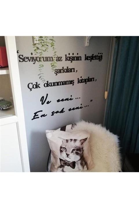 NT Handmade Siyah Ahşap Seviyorum Az Kişinin.. Duvar Dekoru - Salon Oturma Yatak Odası Için 90x70cm Tablo