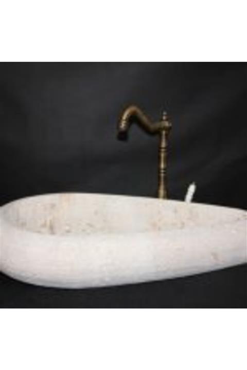 entrend11 Ham Traverten Çakıl Lavabo