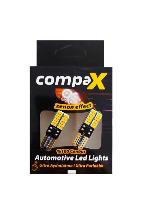 Compax Led Ampul Turuncu Dipsiz T10 Park Ampulü 12v 24 Ledli Canbuslu 2 Adet