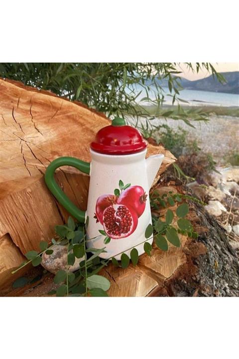 Handmadesign Kapaklı El Yapımı Seramik Sürahi Narlı