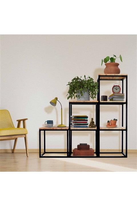 Woodesk Area Masif Ağaç Natural Renk 40x40 3lü Yan Sehpa Takımı