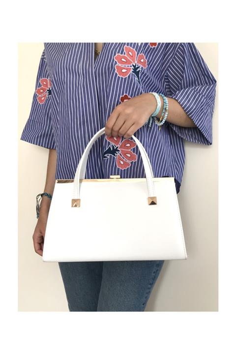 Abiye Butik Çanta Beyaz Kulplu Class Abiye Çanta
