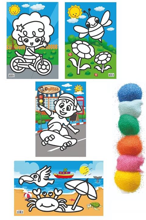 AyasEğiticiOyuncak Kum Boyama Seti 30x21 Büyük Boy 4 Model