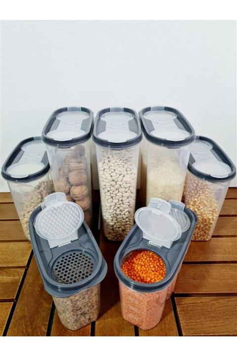 MEKA HOME 7'li Oval Erzak Kabı Siyah