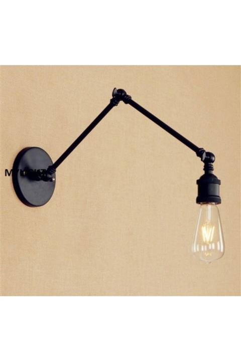 MYLİGHT S Retro Rustik Mat Siyah Metal Akrobat Aplik Okuma Lambası