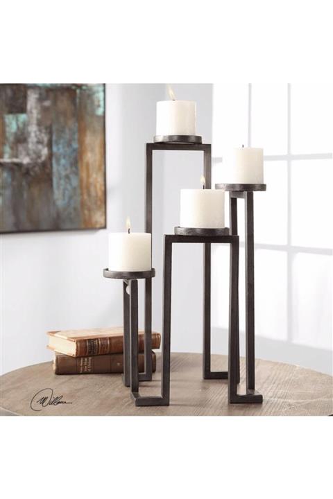 Kafkas Siyah Metal Dekoratif Mumluk Şamdan