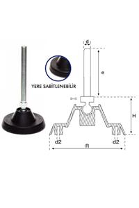 YİSA Çap-120 Civata Yüksekliği-50 Civata-m-16 Plastik Makina Ayağı Oynar Baş Komple Metal Saplama-25 Ad.