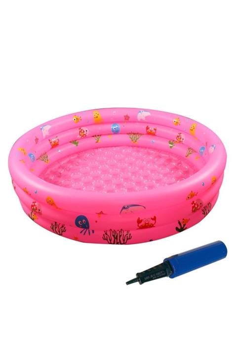 buradanaldım Pembe Balık Desenli Şişme Çocuk Havuzu 120 Cm