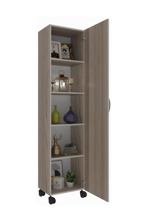 Kenzlife mutfak dolabı mine 188*030*032 crd kapaklı tekerlekli banyo evrak ofis kitaplık ayakkabılık