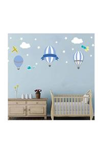 KT Decor Erkek-kız Çocuk Odası Mavi Uçan Balon Duvar