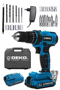 DEKOPRO POWER TOOLS Alman 36 V 5 Ah Darbeli Çift Akülü Şarjlı Vidalama Matkap + 24 Adet Usta Setli