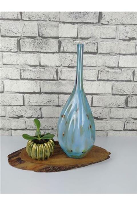 Arkeon Home Üfleme Cam Murano Mavi Battal Vazo