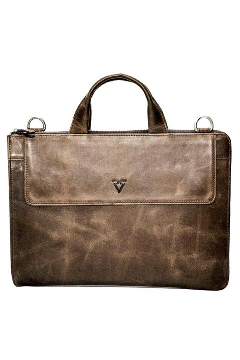 Rich Smith Gerçek Deri Laptop Askılı Evrak Çantası / 9517 Kahve Dumanlı