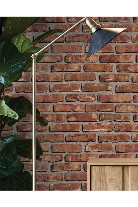 SepetteBiz Decowall Deco Stone Kahverengi Kiremit Desenli Duvar Kağıdı 9006-01