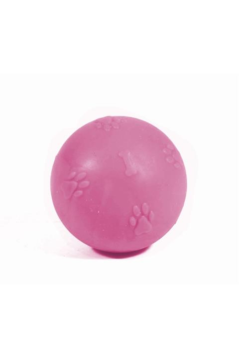 CCA Termoplastik Pati Desenli Sert Köpek Oyun Topu 7 Cm Pembe