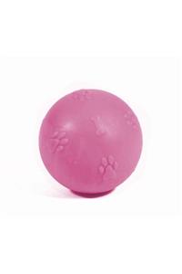 CCA Termoplastik Pati Desenli Sert Köpek Oyun Topu 7 Cm Pembe