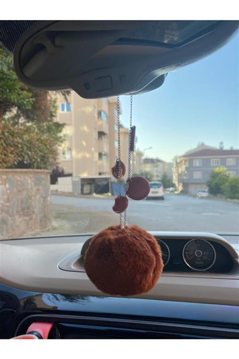 S&E TASARIM Otomobil Dikiz Süsü Dikiz Aynası Süsü Çikolatalı Ponpon Çikolatalı Bisküviler Oto Kolye
