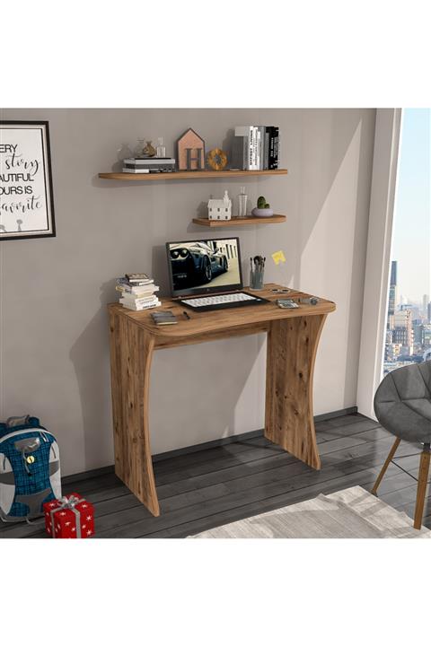 Ankara Mobilya Moon Atlantik Çam  Raflı Çalışma Masası 80 cm