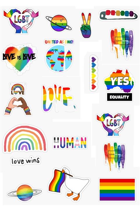 MiniPera Gökkuşağı Feminizm Temalı 18'li Sticker Seti