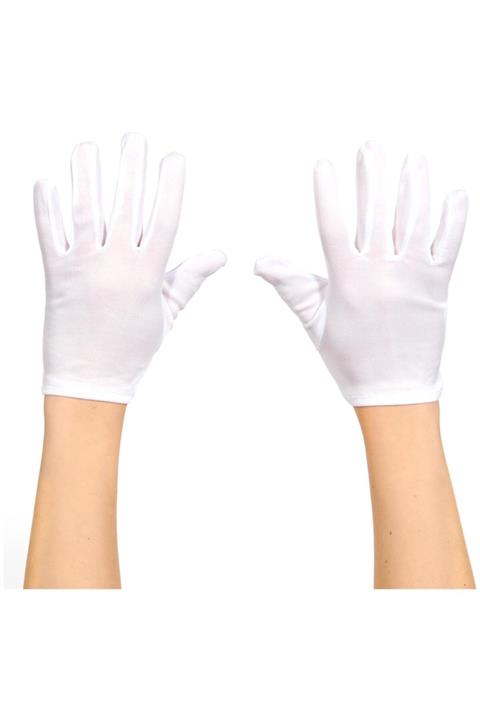 Bottom Stroke Beyaz Renk Yetişkin Boy Likralı Gösteri Eldiveni