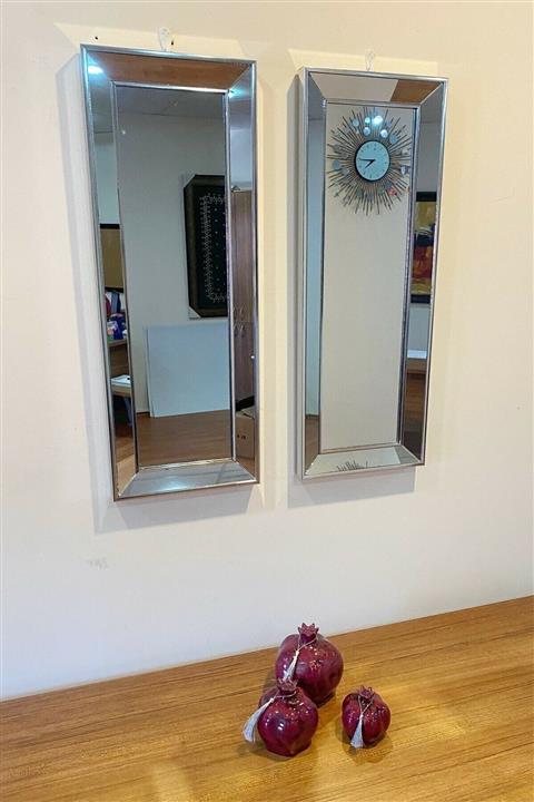 VeraConcept Hediyelik 2'li Dekoratif Çerçeveli Ayna 30x75 Cm Gümüş