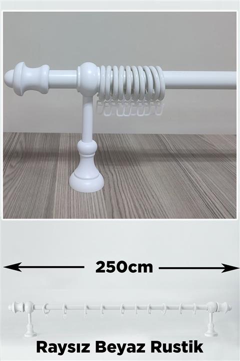 Helezoni Beyaz Ahşap Rustik Askısı Raysız Takımı