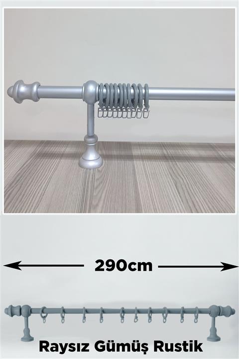 Helezoni Gümüş Renkli Ahşap Rustik Askısı Raysız Takımı