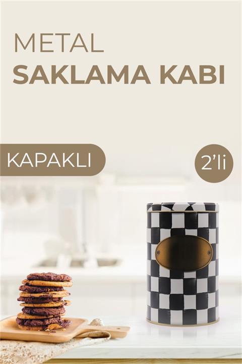 PDHome Uzun Silindir Metal Saklama Kabı 2'li