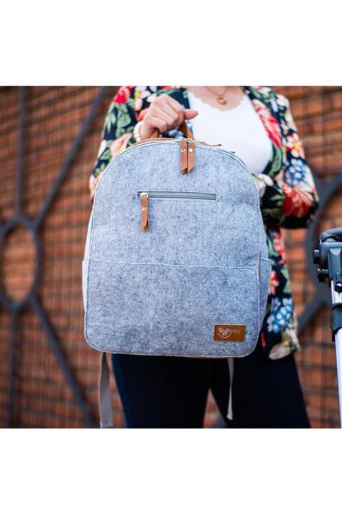 Babyes Bio Naturel Anne Bebek Bakım Sırt Çantası Gri