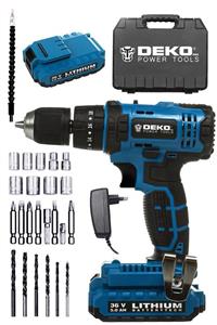 DEKOPRO POWER TOOLS Alman 36 V 5 Ah Darbeli Çift Akülü Şarjlı Vidalama Matkap + 24 Parça Usta Set