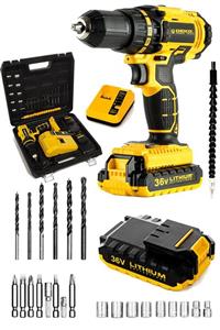 DEKOPRO POWER TOOLS Alman 36 V 5 Ah Metal Şanzuman Darbeli Şarjlı Vidalama Matkap + 24 Parça Set